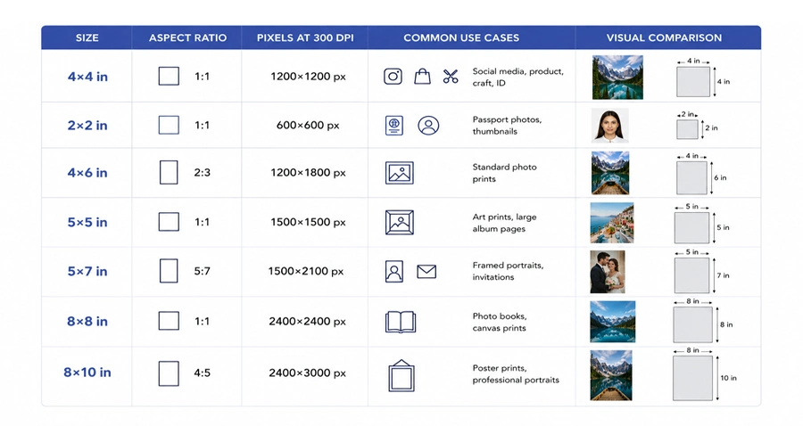 4×4 Photo vs Other Popular Sizes